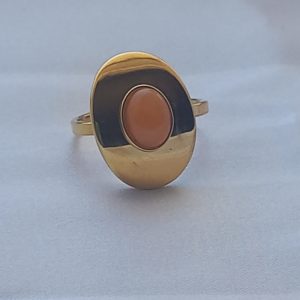 Bague En Pierre Coral en acier inoxydable