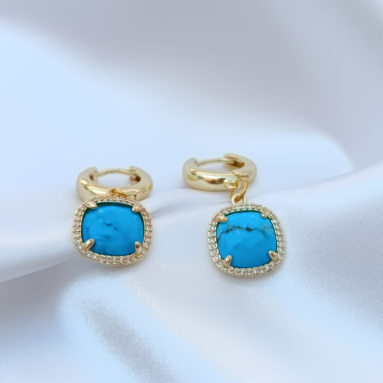 Boucles d'oreilles Baroques Turquoises en acier inoxydable