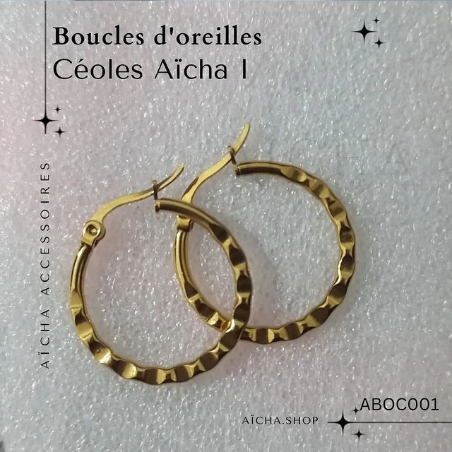 Boucles d'oreilles créoles Aicha 1 en acier inoxydable