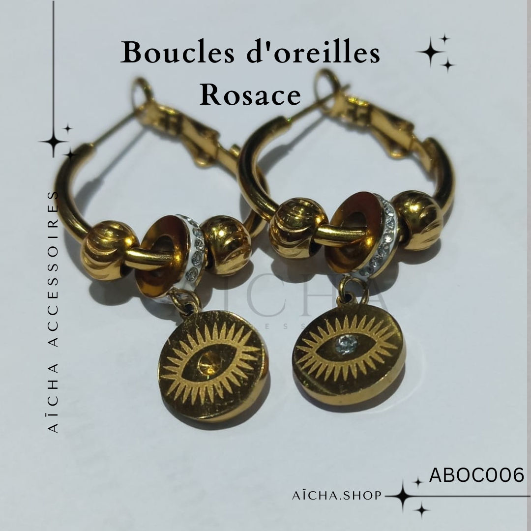 Boucles d'oreilles Rosace en acier inoxydable