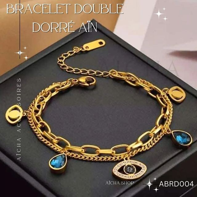 Bracelet double doré Ain 2 en acier inoxydable