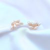 Clous d'oreilles Plume en Perles Blanches en acier inoxydable