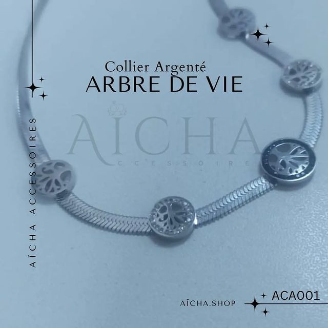 Collier Argenté Arbre de vie en acier inoxydable