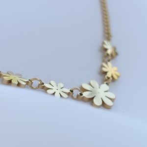 Collier doré à 5 Fleurs en acier inoxydable