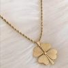 Collier Doré Four leaf clover 2 en acier inoxydable