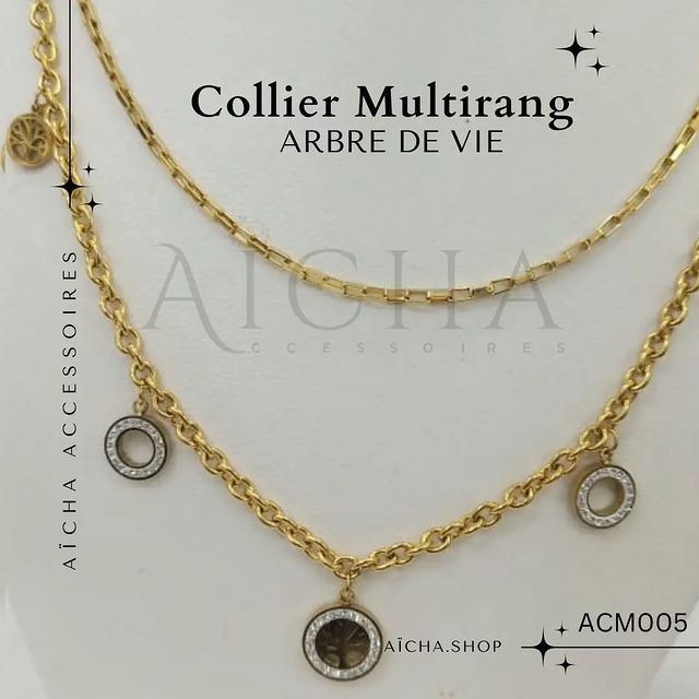 Collier multirang arbre de vie en acier inoxydable