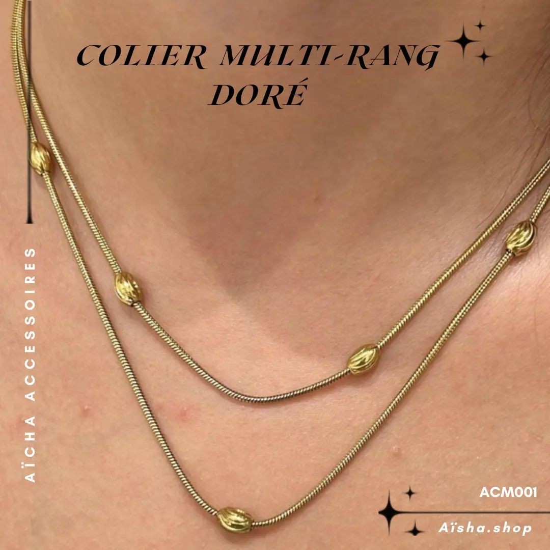 Collier Multirang Doré en acier inoxydable