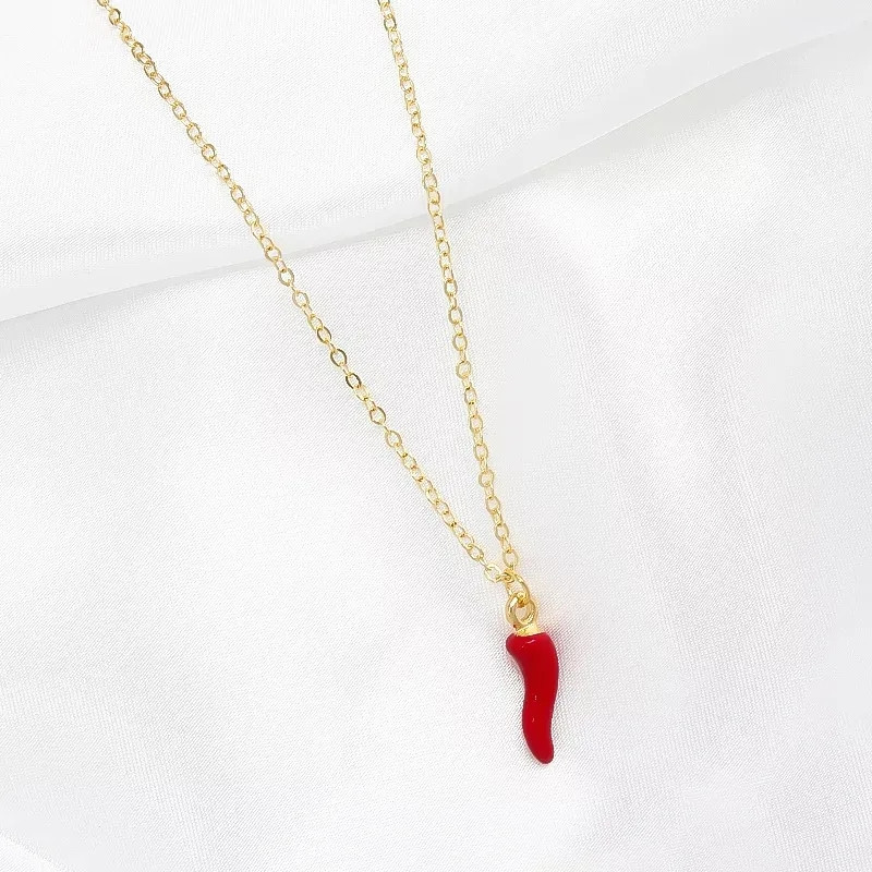 Collier sautoir Piment Rouge en acier inoxydable