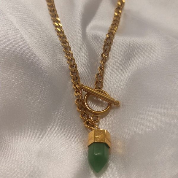 Collier Zircon Vert en acier inoxydable