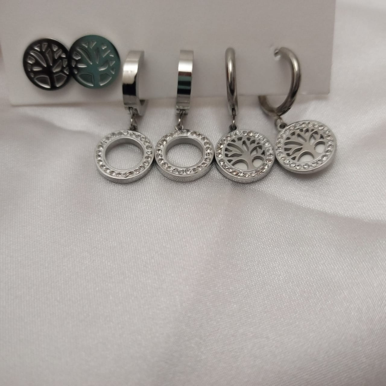 Set de boucles d'oreilles Argent en acier inoxydable