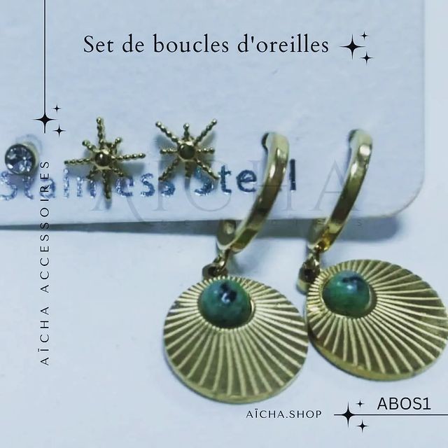 Set de boucles d'oreilles en acier inoxydable