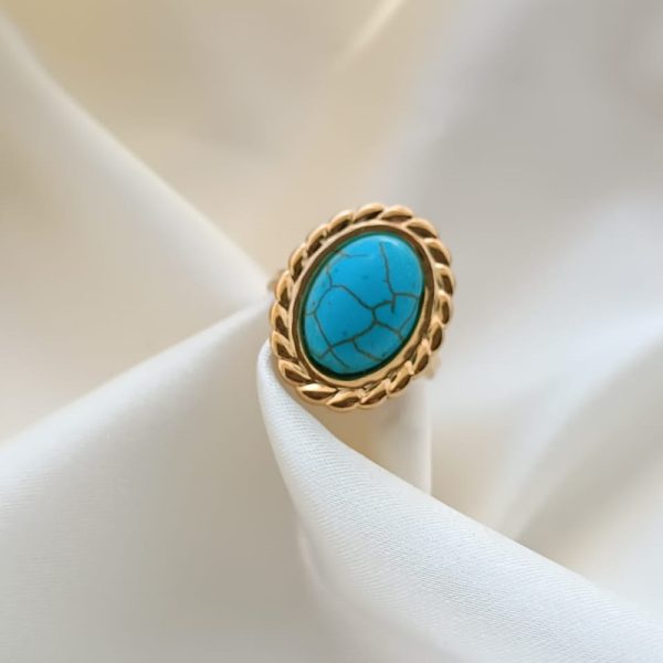 Vintage Bague en Arizona Turquoise en acier inoxydable